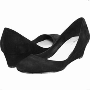 Cole Haan Size 6 Nike Air Talia Black Suede Leather Low Wedge Heels (worn 1x)